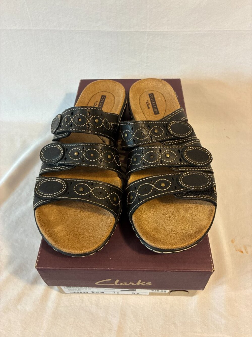 Clarks Leisa Cacti Q White Leather Strappy Sandals Women's 6.5 M - Picture 2 of 3